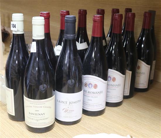 Fourteen assorted bottles of red wine